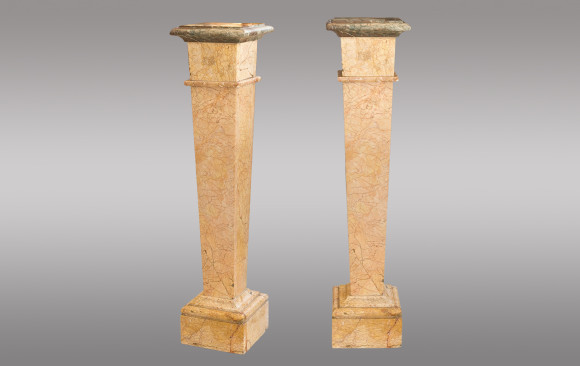 Pair of marble Plynths <br/>in ''Rose de Brignoles''<br/>Early Twentieth Century