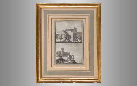 Four Italian Drawings <br/>in charcoal landscapes<br/> Nineteenth Century