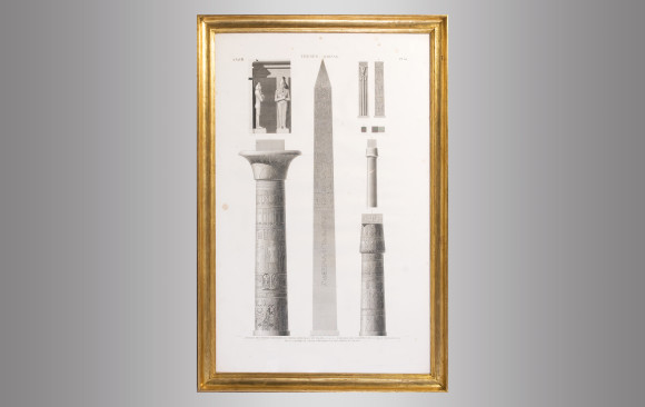 French Engraving Architectural elements <br/> of the Temple of Karnak in Luxor<br/>Early Nineteenth Century