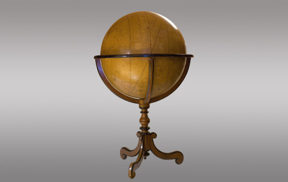 Colossal Terrestrian Globe hand painted <br/>French<br/> First Half of Eighteenth Century