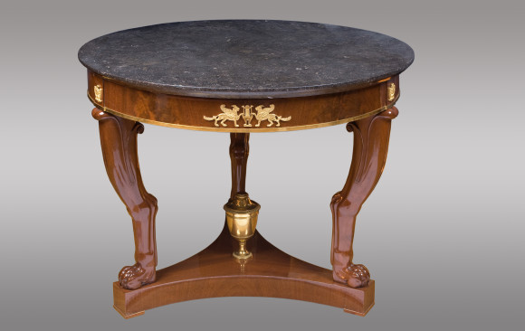 French Mahogany Center Table<br/> Probably model of the cabinetmaker<br/> Jacob Desmalter<br/>Early Nineteenth Century