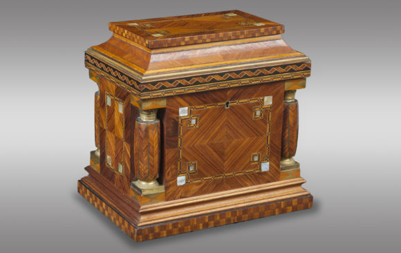 Jeweler Box in Rosewood Marquetry<br/> with Mother Pearl applications