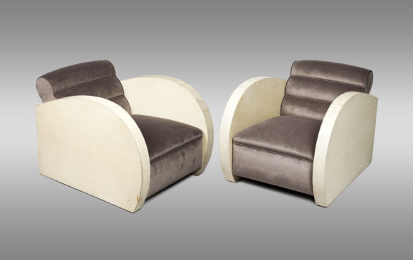 Art Deco Armchairs<br/>covered in parchment <br/> Circa 1940