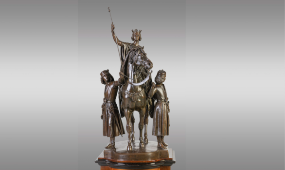 Gran grupo ecuestre en bronce <br/>  Isabel la Católica entrando en Granada<br/>  Cte. Nieuwerkerke Statr 1853