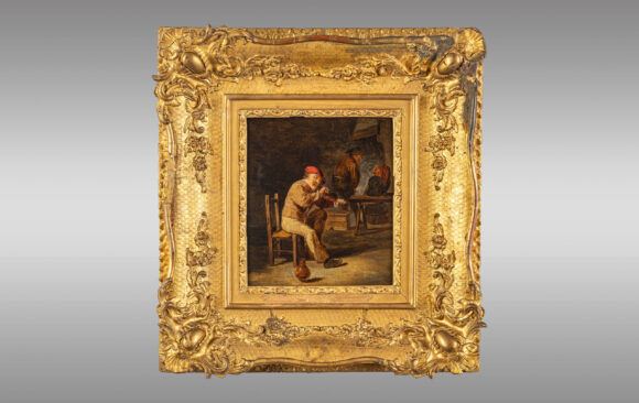 Adriaen Brouwer  (1605-1638)<br/>Óleo sobre tabla firmado