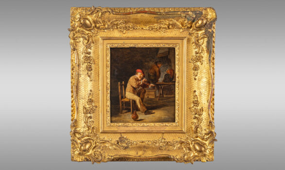 Adriaen Brouwer  (1605-1638)<br/>Óleo sobre tabla firmado